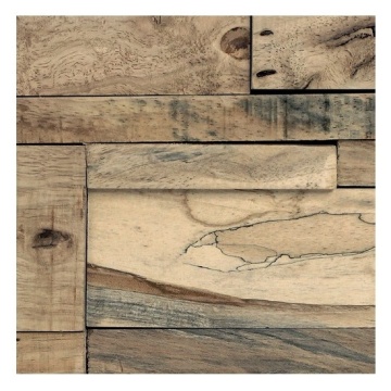 Panou decorativ 3D, Lemn de cauciuc, Lupe Sina, 9 placi 60x20cm, 1 mp - Img 2