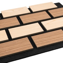 Panou riflaj acustic decorativ, MDF si pasla, AC17, 60x40x2.1cm, Stejar/Stejar inchis - Img 2