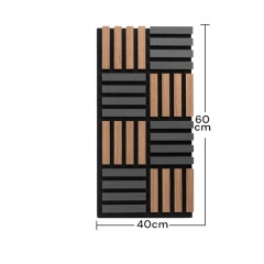 Panou riflaj acustic decorativ, MDF si pasla, AC20, 60x40x2.1cm, Stejar inchis/Gri - Img 6