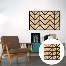 Panou riflaj acustic decorativ, MDF si pasla, AC37, 50x50x1.8cm, Stejar - Img 6