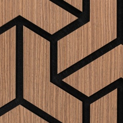 Panou riflaj acustic decorativ, MDF si pasla, AC7, 90x45x1.8cm, Stejar inchis - Img 3