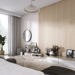 Panou riflaj decorativ 3D Onda, Stejar Natural, 11.2x1.3x270 cm - Img 2