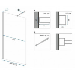 Paravan de dus tip Walk-in Rea Aero 100x195 cm profil negru - Img 5