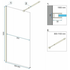 Paravan de dus tip Walk-in Rea Aero 90x195 cm profil auriu - Img 6