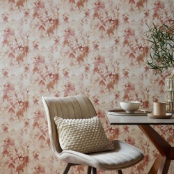 Tapet, Cascade, Mango Red Luxury Floral, 1838 Wallcoverings, 5.3mp / rola