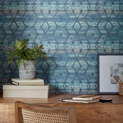 Tapet, Mineral, Agate Blue Luxury Geometric, 1838 Wallcoverings, 5.3mp / rola