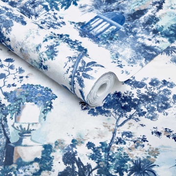 Tapet, Pavilion, Lupin Blue Luxury Toile, 1838 Wallcoverings, 7mp / rola - Img 2