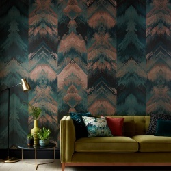 Tapet, Reflections, Jade Green Luxury Geometric, 1838 Wallcoverings, 6.5mp / rola