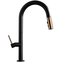 Baterie bucatarie cu dus extractibil Rea Apollo negru - rose gold - Img 3