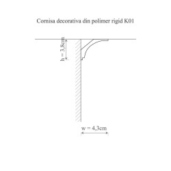 Cornisa polimer rigid, Allegria, K1 - 4.3x3.8x200 cm - Img 2