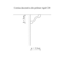 Cornisa polimer rigid, Manavi, C20 - 3x3.5x200 cm - Img 2