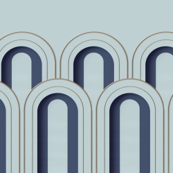 Fototapet, 3D Arch Deco, Blue, Dormitor, Rebel Walls - Img 2