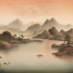 Fototapet Artistic Montagne et Ciel Java Rêve MJ101