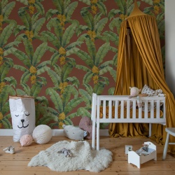 Fototapet, Banana Leaf, Burgundy, Rebel Walls