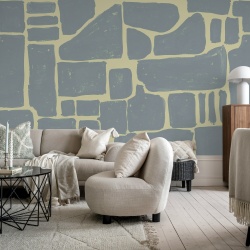 Fototapet, Block Print, Blue & Yellow, Rebel Walls