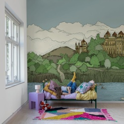Fototapet, Castle by the Lake, Green, Rebel Walls