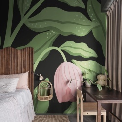 Fototapet, Cool Flora, Black & Pink, Rebel Walls - Img 3
