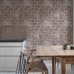 Fototapet, Decorated Bricks, Red, Rebel Walls