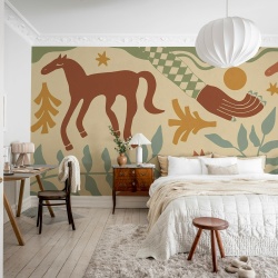 Fototapet, Emmas Horses, Red & Green, Rebel Walls