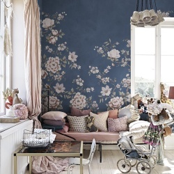 Fototapet, Floral Chinoiserie, Dark Blue, Rebel Walls - Img 3