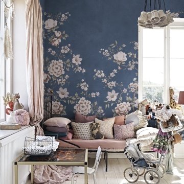 Fototapet, Floral Chinoiserie, Dark Blue, Rebel Walls - Img 3