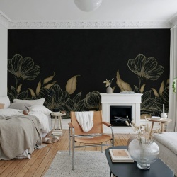 Fototapet, Floral Fantasy, Black, Rebel Walls