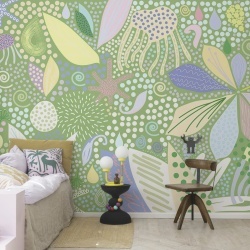 Fototapet, Flower Art, Green, Rebel Walls