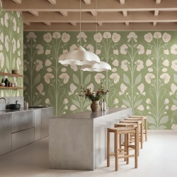 Fototapet, Folk Flower, Green, Rebel Walls