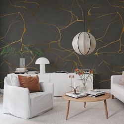 Fototapet, Gold Swirl, Dark Gray, Rebel Walls