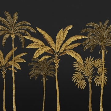 Fototapet, Golden Palms, Black, Rebel Walls - Img 2