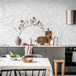 Fototapet, Ink Flowers, White, Rebel Walls
