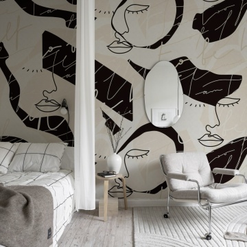 Fototapet, Lined Faces, Beige, Rebel Walls - Img 3
