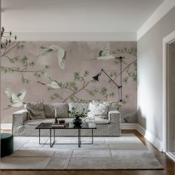 Fototapet, Majestic Cranes, Pink, Rebel Walls