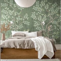 Fototapet, Monkeys Paradise, Sage Green, Rebel Walls