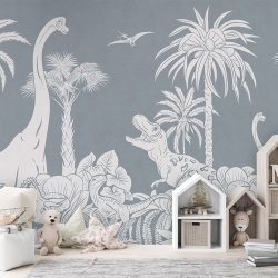 Fototapet Monochrome Dino - Blue, Kikki Belle - Img 3