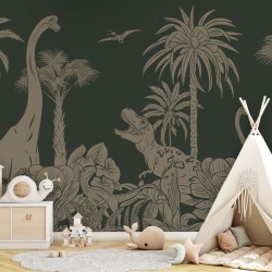 Fototapet Monochrome Dino - Green Vintage, Kikki Belle - Img 5