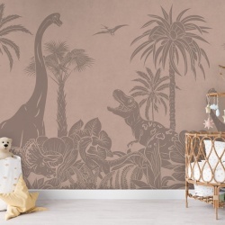 Fototapet Monochrome Dino - Pink Vintage, Kikki Belle