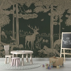 Fototapet Monochrome Forest - Green Vintage, Kikki Belle - Img 5