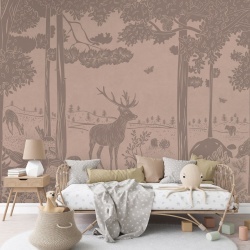 Fototapet Monochrome Forest - Pink Vintage, Kikki Belle - Img 3