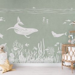 Fototapet Monochrome Sea - Green, Kikki Belle