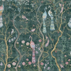 Fototapet Peacock Chinoiserie in Emerald, VLAdiLA - Img 2