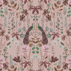 Fototapet, Peacock Garden, Pink, Rebel Walls - Img 2