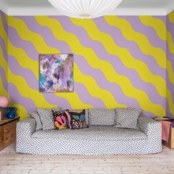 Fototapet, Polka Stripe, Lilac & Yellow, Rebel Walls