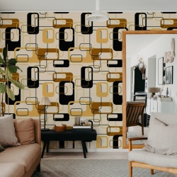 Fototapet, Retro Squares, Brown, Rebel Walls - Img 4