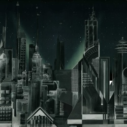 Fototapet, Sci-Fi Town, Green, Rebel Walls - Img 2