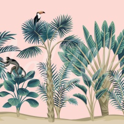 Fototapet, Tropical Birds, Pink, Rebel Walls - Img 2