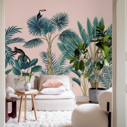 Fototapet, Tropical Birds, Pink, Rebel Walls - Img 4