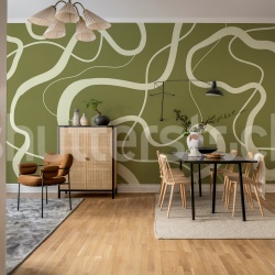 Fototapet, Twisting Lines, Olive, Rebel Walls
