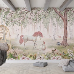 Fototapet Unicorn Forest - Green, Kikki Belle