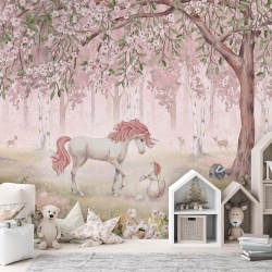 Fototapet Unicorn Forest - Pink, Kikki Belle - Img 3